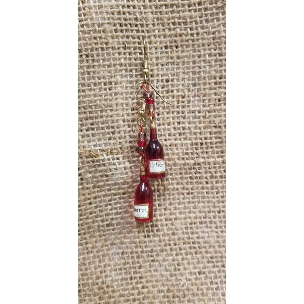 End of a Long Day Wine Bottle Earrings Handcrafted